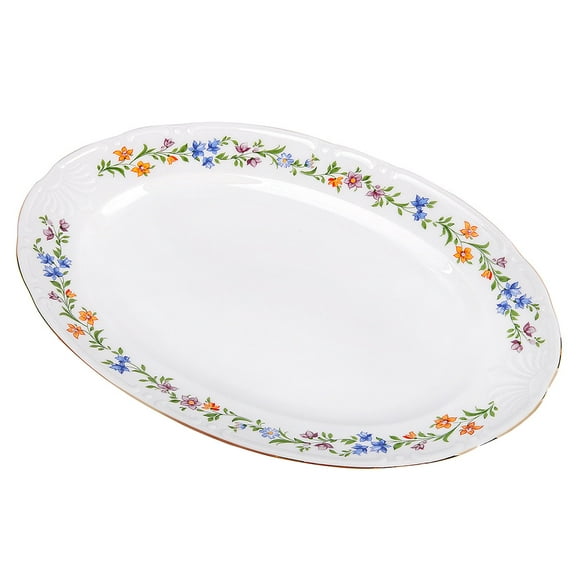 THUN Oval Serving Plate Provence Flowers Porcelain Oval Dish for Fish Porcelain Dinner Platter for Appetizers Porcelain Dish (12.6" (32 cm))J-220170