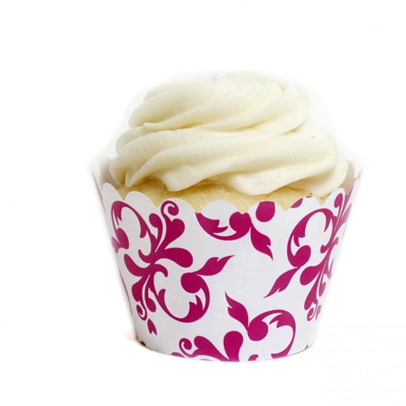 Dress My Cupcake Fuchsia Filigree Cupcake Wrappers, Set of 12