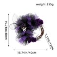 thumbnail image 2 of Halloween Hat Skeleton Dead Branch Artificial Wreath Spooky Door Hanging Party Decoration Gothic for Front Porch Mantel Wall Indoor Outdoor Home, Dark Purple, 15.7in, 1 Pack, 2 of 3