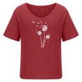 thumbnail image 4 of ICHUANYI Clearance Womens Sexy Round Neck Short Sleeve Tops Printed Regular Blouse(Red, XL) ICHUANYI WER2023081503558, 4 of 5
