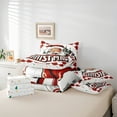 thumbnail image 5 of Manfei Cartoon Santa Claue Bedding Comforter Set 7pcs for Child, Happy New Year Queen Bedding Sets, Red Stripes Geometric Reversible Queen Sheet Sets, Microfiber Bedroom Decor, 5 of 7