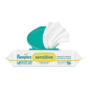 Baby Wipes Pampers Sensitive, Clinically Proven, Fragrance Free, Unscented, Water Based, Hypoallergenic Baby Wipes, Multi-Use Baby Wipes, Hand Wipes 56 Baby Wipes Total (1X Flip-Top Packs)