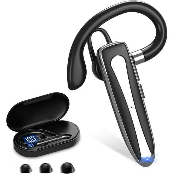 Wireless Bluetooth Headset,Bluetooth Earpiece with 500mAh Charging Case 120 Hours Talking Time Built-in Microphone for iOS Android Cell Phone, V5.3 Hand-Free Headphones for Trucker, Office