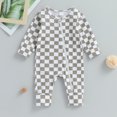 thumbnail image 3 of Gupgi Newborn Baby Boy Zipper Romper Checkered Jumpsuits Infant Fall One Piece Outfit 0-18 Months), 3 of 9