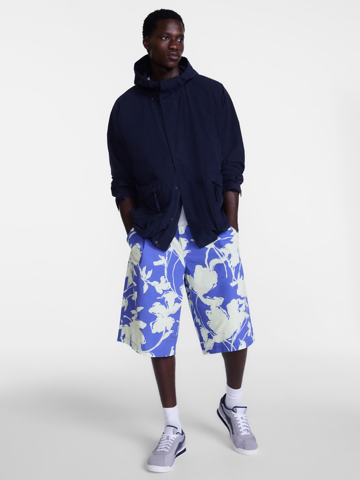 Avia Men's Baggy Fit Pleated Shorts, Camo Floral, Sizes 30-44