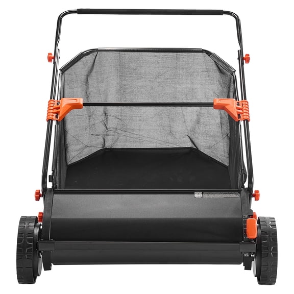 KFFKFF Push Lawn Sweeper, 30-Inch Leaf and Grass Collector with 12 cu. ft. Hopper Bag, Adjustable Brush Height, Durable Yard Sweeper with Rubber Wheels for Efficient Lawn Cleanup