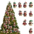 thumbnail image 5 of Dserhfy Wooden Christmas Ornament 2D Santa Claus on Hot Air Balloon/Riding Bicycle/Penguin/Elf Hanging Ornaments for Xmas Tree Holiday Party Decor, 5 of 8