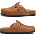 thumbnail image 4 of Comwarm Vegan Leather Clogs for Womens Mens, Cork Footbed Potato Slip On shoes for Women with Arch Support, Caramel Brown, 4 of 6