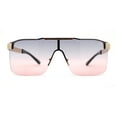 thumbnail image 2 of Elegant Rimless Flat Top Mobster Shield Racer Sunglasses Gold Black Pink, 2 of 4