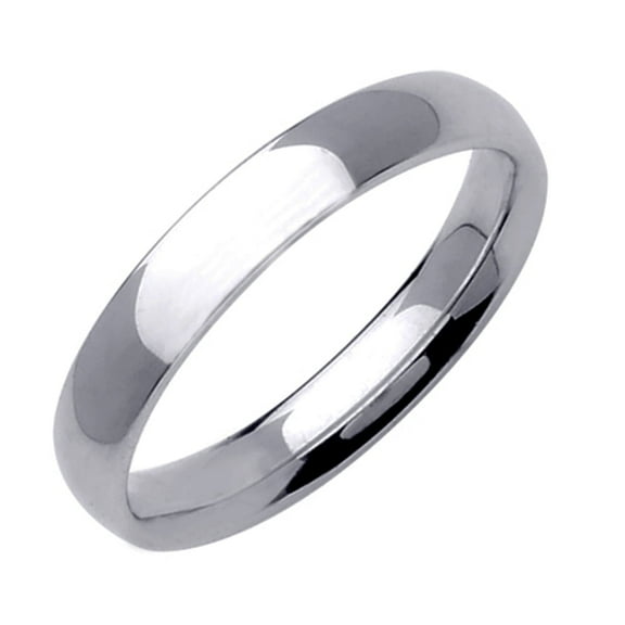 Gemini Dome Court Shape Silver Color Solid Titanium Couple Anniversary Wedding Ring Width 4mm US Size 5.75 Valentine's Day Gift