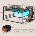 thumbnail image 2 of Afuhokles Low Bunk Bed Full Over Full with Storage Staircase, Drawers and Shelves, LED Lights Metal Floor Bunk with Power Outlet, Brown, 2 of 8