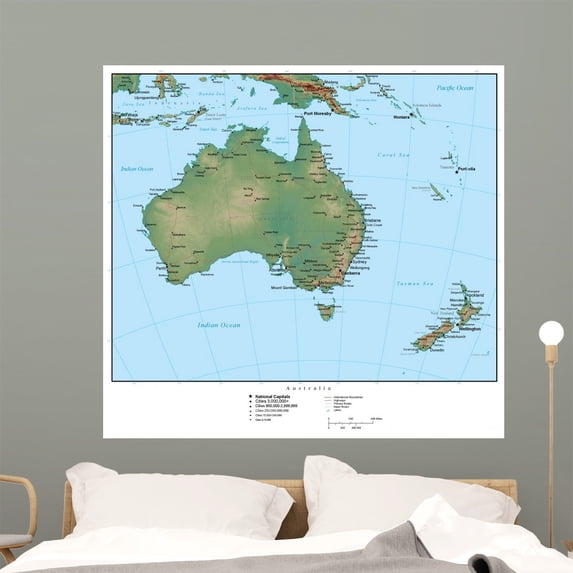 Map Australia Wall Mural Decal Sticker, Wallmonkeys Peel & Stick Vinyl Graphic (48 in W x 44 in H)