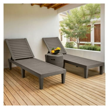 JTAOT Waterproof Chaise Lounge Chair Taupe Set 2 PCS Outdoor Sun Lounger Pool Lawn