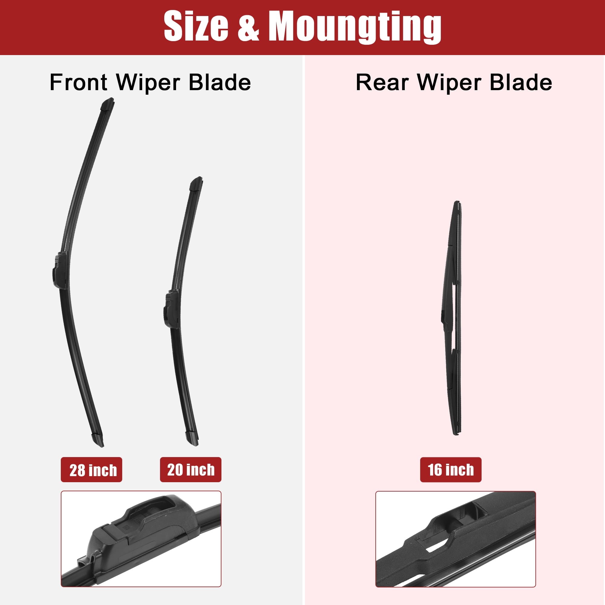 Unique Bargains 28 Inch 20 Inch 16 Inch Windshield Wiper Blade Set for Toyota Sienna