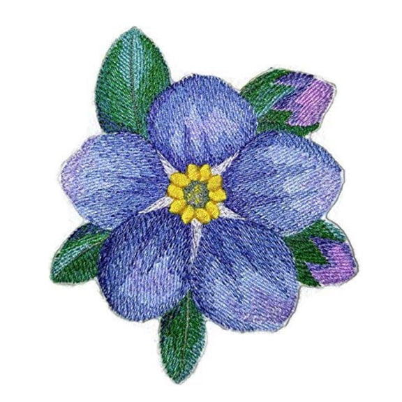 Custom and Unique Water Color Blooms and Butterflies [Watercolor Forget Me Not Bloom] Embroidered Iron on/Sew patch [5.23" 4.82"]