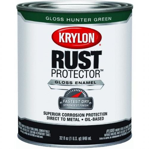 Krylon Rust Protector Enamel Gloss Paint, Hunter Green, 1 Quart