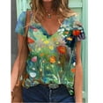 thumbnail image 2 of DPTALR T-shirt à Manches Courtes Imprimé à Grand Col en V pour Femmes Haut pour Femmes, 2 of 9