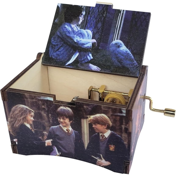 Harry Potter Gift Music Box, with “Hedwig's Theme” Song, Artwork is UV Printed on Wood, Gifts for Women, Birthday, Christma