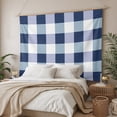 thumbnail image 3 of Navy Blue Plaid Tapestry for Bedroom Wall Hanging Tapestry, Spring Farmhouse Buffalo Checkered Ceiling Backdrop Tapestries Poster Blanket Wall Decor for Teens Room Living Room Dorm 55" x 73", 3 of 8