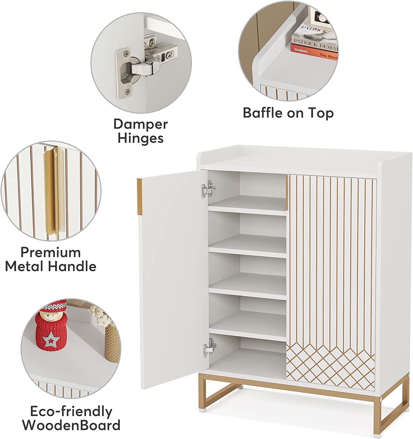 Tribesigns 5-Tier Modern Shoe Rack Organizer Cabinet with Doors