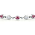thumbnail image 3 of Gem Stone King 925 Sterling Silver Pink Mystic Topaz and White Zirconia Bracelet for Women | 5.40 Cttw | Gemstone November Birthstone | Oval 7X5MM | Fully Adjustable 9 inch, 3 of 6