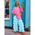 thumbnail image 4 of Women'S Long Tiered Ruffled Tulle Pants High Waist Stripe Print Wide Leg Palazzo Pants for Club Party M, 4 of 8