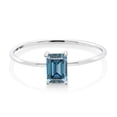 thumbnail image 2 of Gem Stone King 10K White Gold Ring Persian Blue Octagon Moissanite (0.58 Cttw), 2 of 6