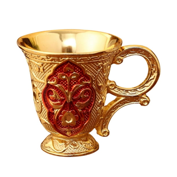 Copa de vino de metal, vaso de vino, colección portátil, decoración, taza en relieve, retro Rojo áureo