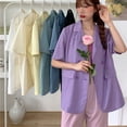 thumbnail image 6 of Turndown Collar Short sleeve Blazer Women Loose Jacket Suits Female Tops, 6 of 10