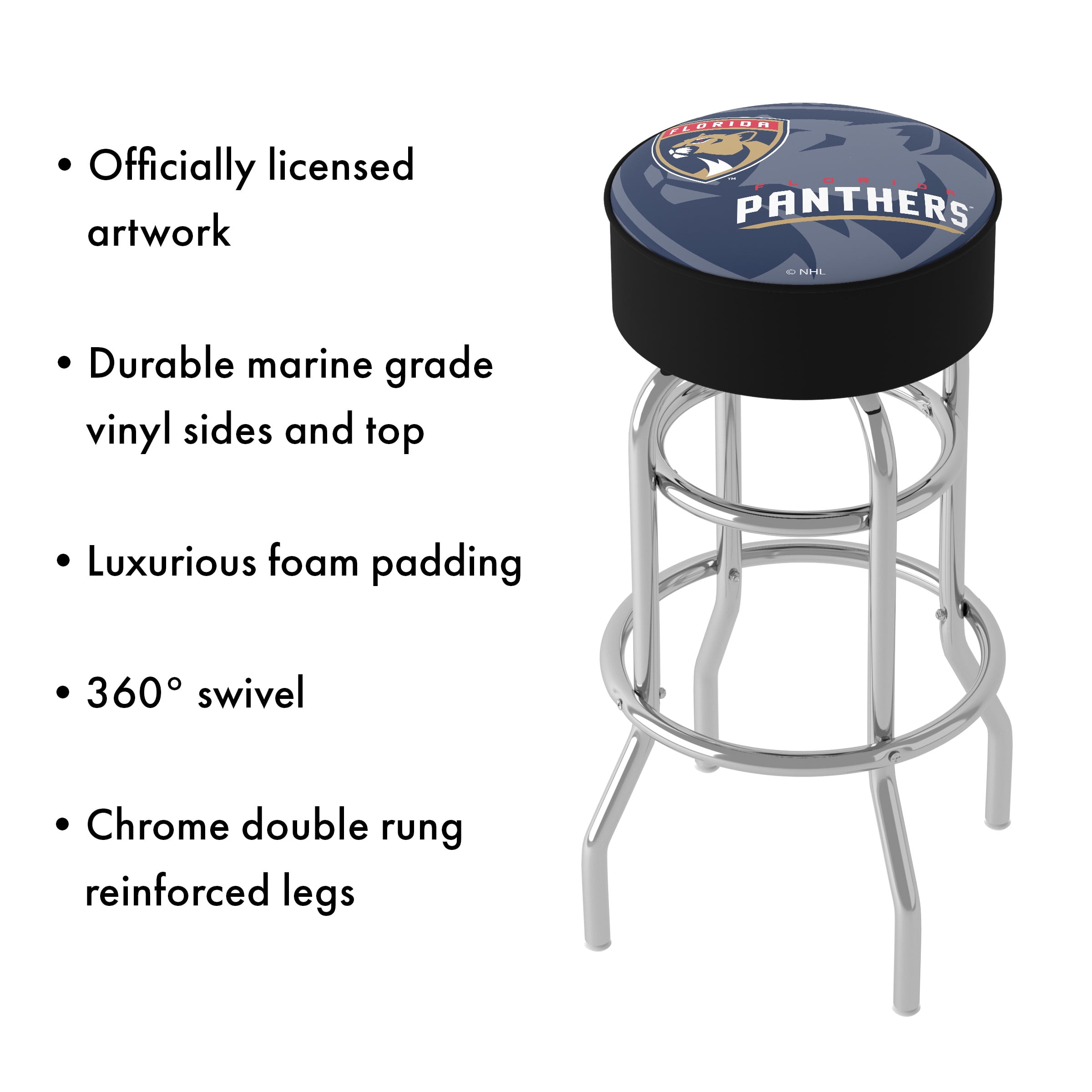 Trademark Gameroom Florida Panthers Watermark Bar Stool with Padded Seat