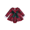 thumbnail image 1 of xiaxaixu Barboteuse de Noël pour Bébé Filles Robe à Carreaux Manches Longues Col Rond Combinaison avec Nœud, 1 of 8