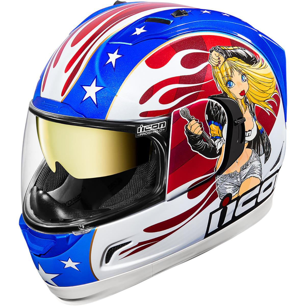 Icon Alliance GT Silver DL18 Fullface Motorcycle Street Racing Helmet CLOSEOUT 