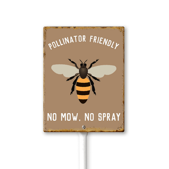 Eveokoki Pollinator Friendly No Mow, No Spray Yard Sign with Stakes 8in×12in, Sturdy Aluminum Yard Signs, No Mow May Yard Sign, No Spray Wildflower Signs