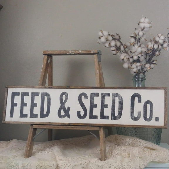 Feed & Seed Co Sign Feed and Seed Sign Rustic Farmhouse Sign Farmhouse Wall Decor with Quotes Wood Sayings Signs 6 x 16,26oc17waA65