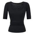 thumbnail image 5 of Kcolen Women's Half Sleeve Square Neck Slim-Fit Tee Tops Summer Beach Fashion Casual Basic Tee Shirts Spring Work Outfits Going Out Trendy Clothes, 5 of 5