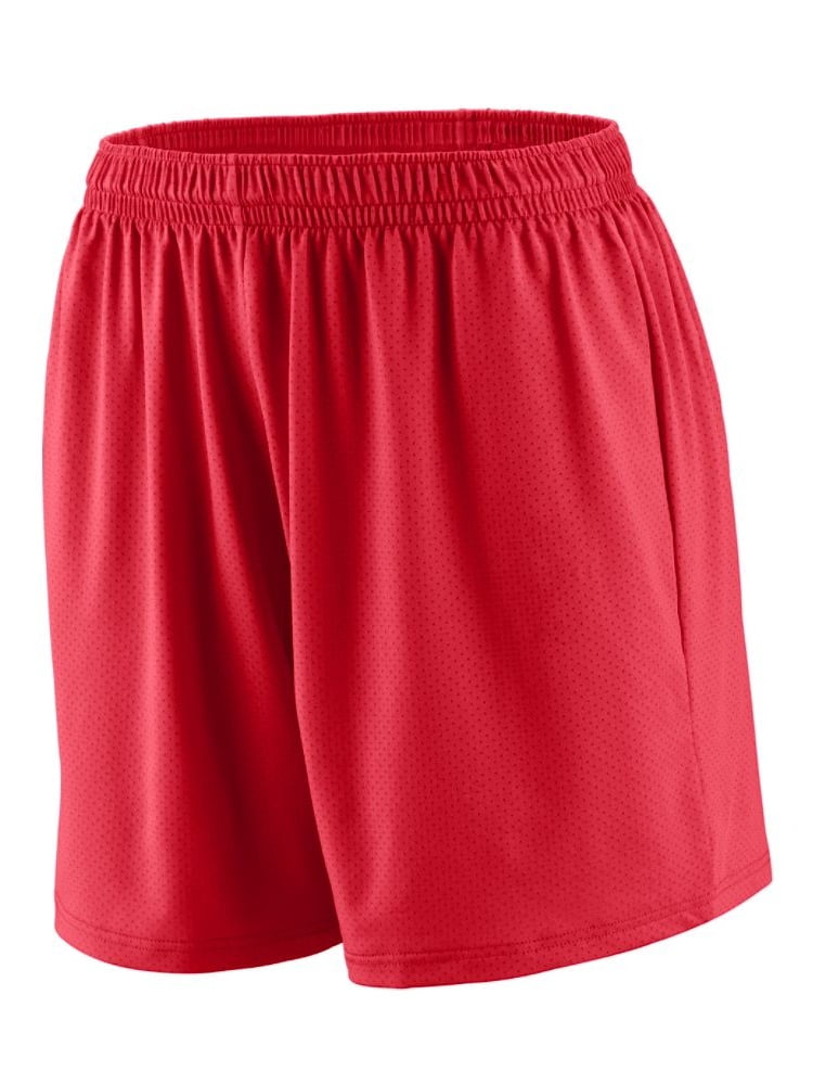 ladies red denim shorts