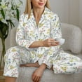 thumbnail image 4 of Goofa Floral Printed Women’s 2 Piece Pajama Set Super,Pajamas Women's Long Sleeve Sleepwear Soft Button Down Loungewear Pjs Lounge Set Nightwear-, 4 of 9