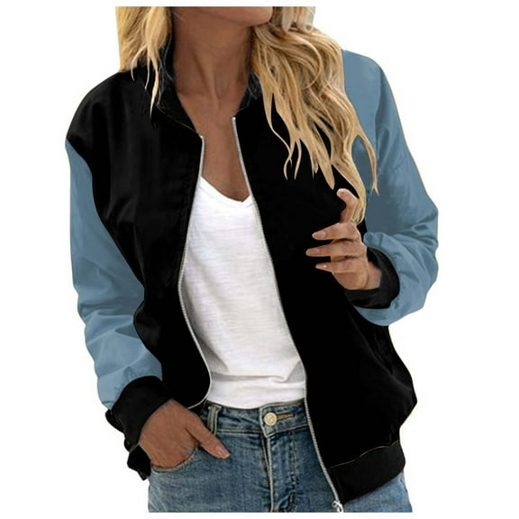 Women's Casual Jacket Autumn Winter Fashion Printed Zippered Long Sleeve Outerwear Coat Lightweight Comfortable Stylish