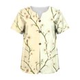 thumbnail image 5 of VBVC Women's Floral Print Henley Blouse , Ladies' V-Neck Short Sleeve Summer Top , Boho Tropical Vacation Shirts For Women,Yellow,S-3XL, 5 of 8