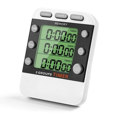 Digital Dual Kitchen Timer, 3 Channels Count UP/Down Timer, Triple Cooking Timer, Large Display, Loud Volume Alarm