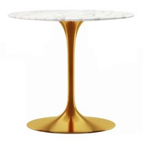 Modholic Tulip 32" Marble Dining Table, Gold Base