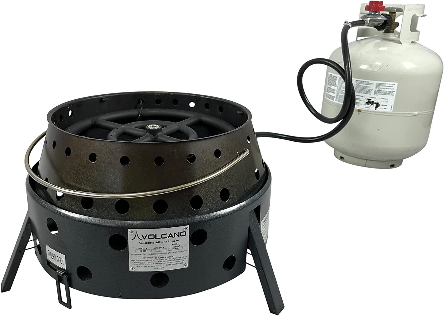 Volcano Propane Fire Pit Burner Ring – Portable Outdoor Fire Pit Accessory for Volcano Collapsible Grill, Includes Hose, Regulator & J-Tube, Steel Burner Ring, Quick Assembly (Grill Sold Separately)