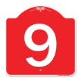 thumbnail image 1 of SignMission A-DES-RW-1818-22899 18 x 18 Po Signe de la Série Designer - Signe avec le Numéro 9&44; Rouge & Blanc, 1 of 1