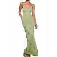 thumbnail image 3 of Women'S Knit Maxi Dress Floral Dresses Bodycon Knitted Beach Backless Swim Cover Up Dresses Flashing Green S, 3 of 7
