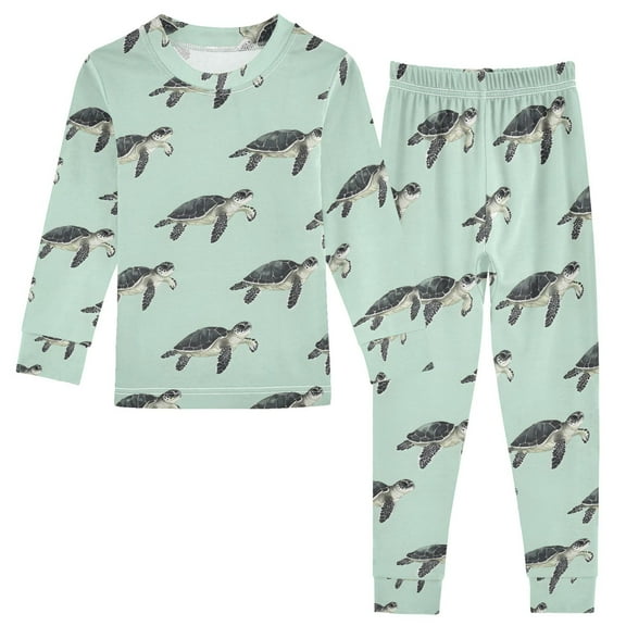 joogoo Turtles 2 Piece Long Sleeve Tee and Pants Cotton Pajama Set 5Y