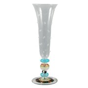 Set of 2 Mosaic Carnival Confetti Mouth Blown Hand Painted Textured Champagne Flutes by Crafted Creations