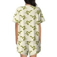 thumbnail image 6 of Fuzoiu Green Snake Print Women's Short-Sleeved Pajama Set,Lounge Sleepwear Set,Womens Pajama Sets 2 Piece,Button-Up Top and Shorts with Pockets-Medium, 6 of 7