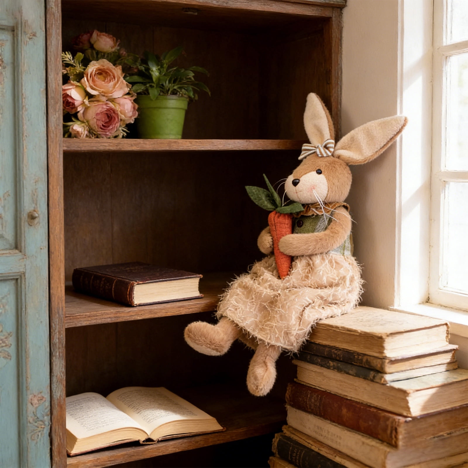 25.6Inch Easter Bunny Plush Toy, Large Stuffed Rabbit Throw Pillow, Cute Bunny Plush Figurine for Home Decor, Easter Basket Stuffers, Birthday Valentine's Day Holiday Gift