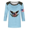 thumbnail image 4 of Levmjia Women T-Shirt Patriotic American Flag Eagle Print 3/4 Sleeve Crewneck Casual Loose Fit Summer Top for Independence Day, 4 of 5