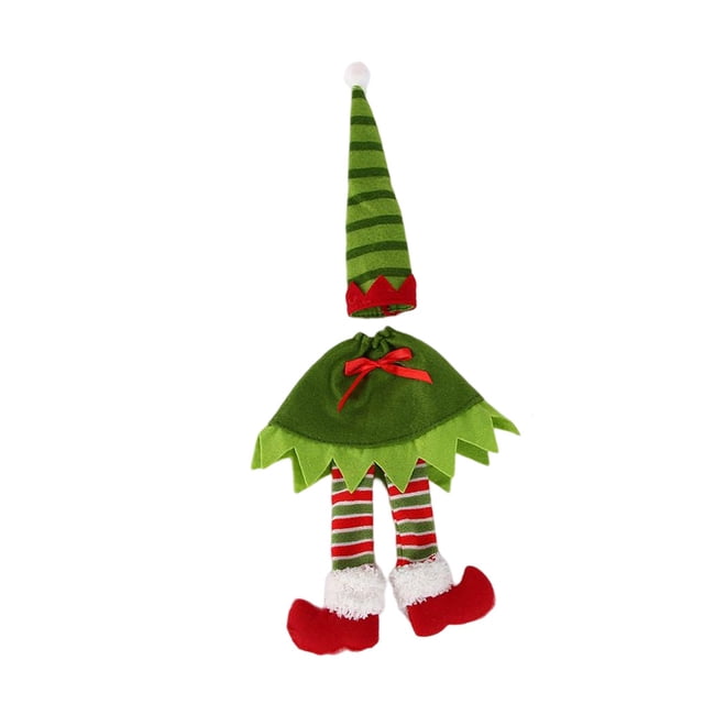 Billuyoard Cubierta de elfo de botella de vino de Navidad Decoración de Navidad Cubiertas de botella de vino a prueba de polvo Manga de tapa de Kits de decoración para fiestas Raya